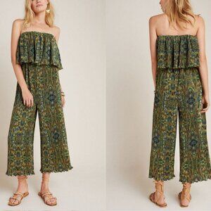Anthropologie Rdalamal Suzanne Pleated Wide Leg Jumpsuit Size L